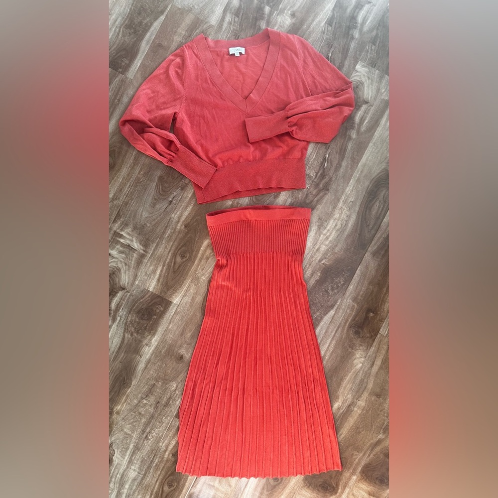 Intermix Knit Set Skirt & Top Coral Metallic Size S”